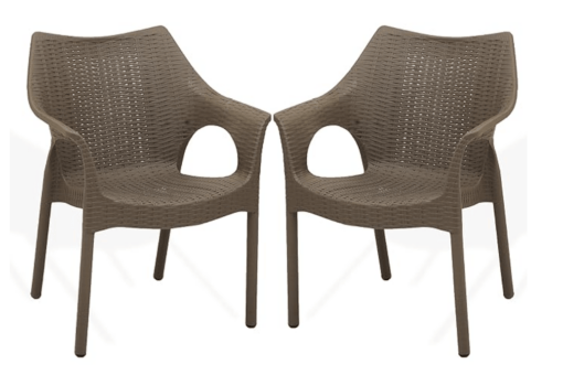 Supreme chairs Cambridge Heavy Plastic Chair | Oversized Arm Chair for Garden and Outdoor | 250Kg Weight Bearing Capacity | 6 Months Warranty (Wenge) | Set of 2 Chairs